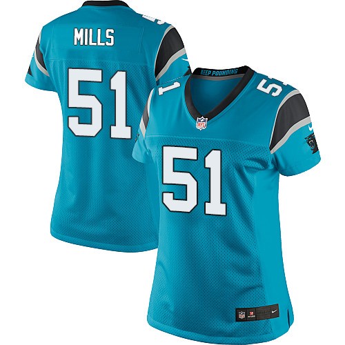 Women's Limited Sam Mills Nike Jersey Blue Alternate - #51 NFL Carolina Panthers