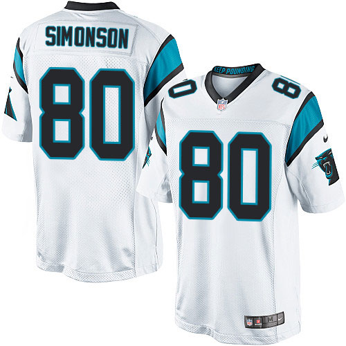 Men's Limited Scott Simonson Nike Jersey White Road - #80 NFL Carolina Panthers