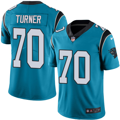 Men's Elite Trai Turner Nike Jersey Blue - #70 Rush NFL Carolina Panthers