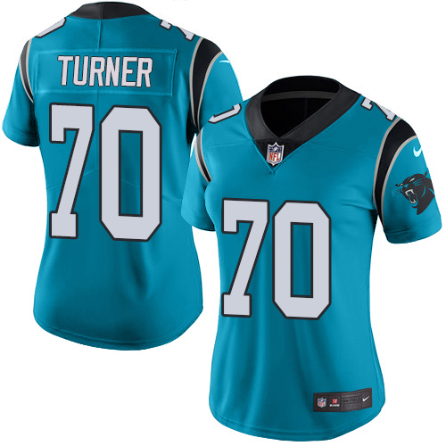 Women's Limited Trai Turner Nike Jersey Blue - #70 Rush NFL Carolina Panthers