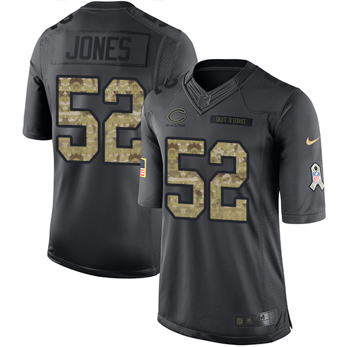 Men's Limited Christian Jones Nike Jersey Black - #52 2016 Salute to Service NFL Chicago Bears