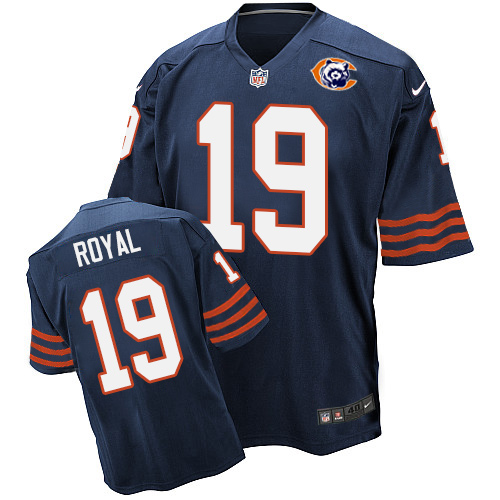 Men's Elite Eddie Royal Nike Jersey Navy Blue - #19 Throwback NFL Chicago Bears