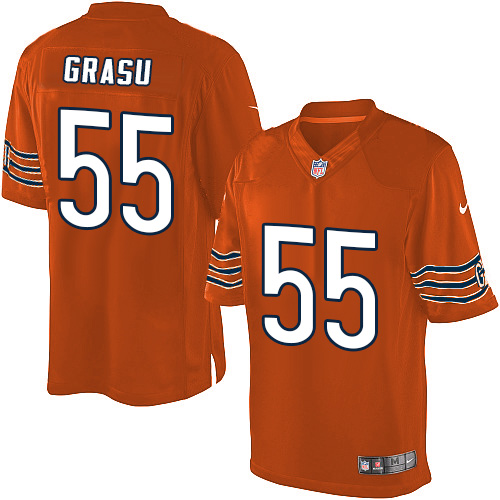 Youth Elite Hroniss Grasu Nike Jersey Orange Alternate - #55 NFL Chicago Bears