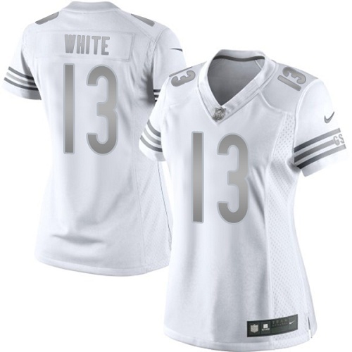 Women's Limited Kevin White Nike Jersey White - #13 Platinum NFL Chicago Bears