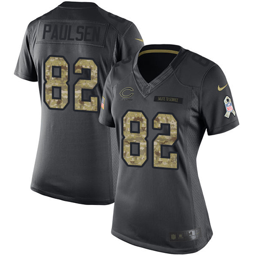 Women's Limited Logan Paulsen Nike Jersey Black - #82 2016 Salute to Service NFL Chicago Bears
