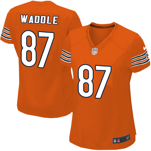 Women's Game Tom Waddle Nike Jersey Orange Alternate - #87 NFL Chicago Bears