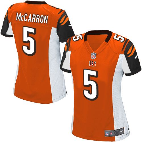 Women's Elite AJ McCarron Nike Jersey Orange Alternate - #5 NFL Cincinnati Bengals