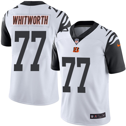 Men's Elite Andrew Whitworth Nike Jersey White - #77 Rush NFL Cincinnati Bengals