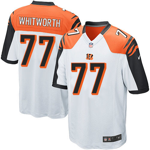 Men's Game Andrew Whitworth Nike Jersey White Road - #77 NFL Cincinnati Bengals