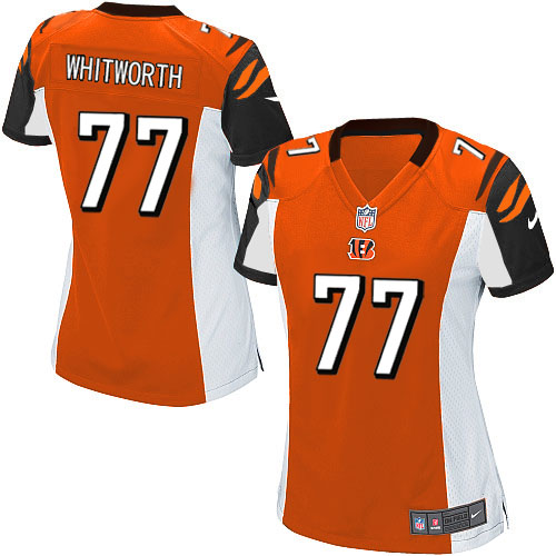 Women's Limited Andrew Whitworth Nike Jersey Orange Alternate - #77 NFL Cincinnati Bengals