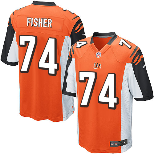 Men's Game Jake Fisher Nike Jersey Orange Alternate - #74 NFL Cincinnati Bengals