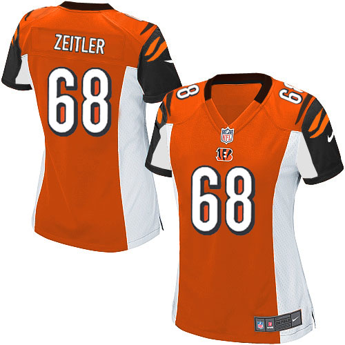 Women's Limited Kevin Zeitler Nike Jersey Orange Alternate - #68 NFL Cincinnati Bengals