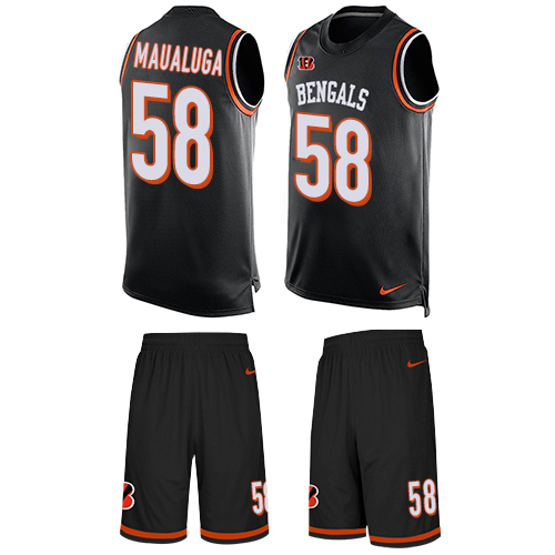Men's Limited Rey Maualuga Nike Jersey Black - #58 Tank Top Suit NFL Cincinnati Bengals