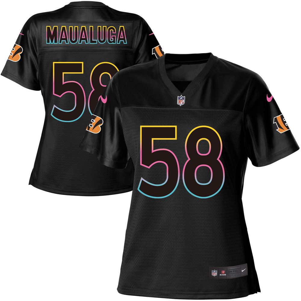Women's Game Rey Maualuga Nike Jersey Black - #58 Fashion NFL Cincinnati Bengals