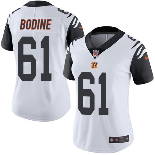 Women's Limited Russell Bodine Nike Jersey White - #61 Rush NFL Cincinnati Bengals