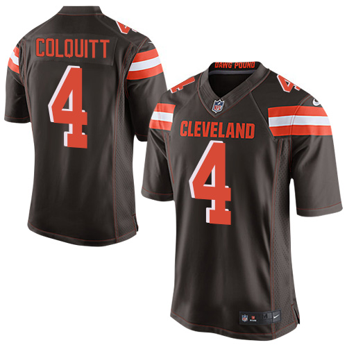 Men's Limited Britton Colquitt Nike Jersey Brown Home - #4 NFL Cleveland Browns