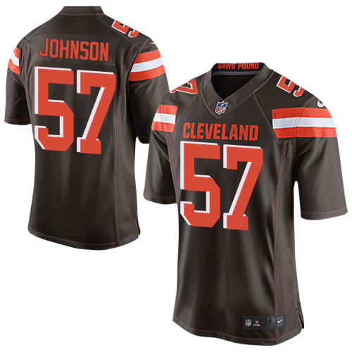 Men's Limited Cam Johnson Nike Jersey Brown Home - #57 NFL Cleveland Browns