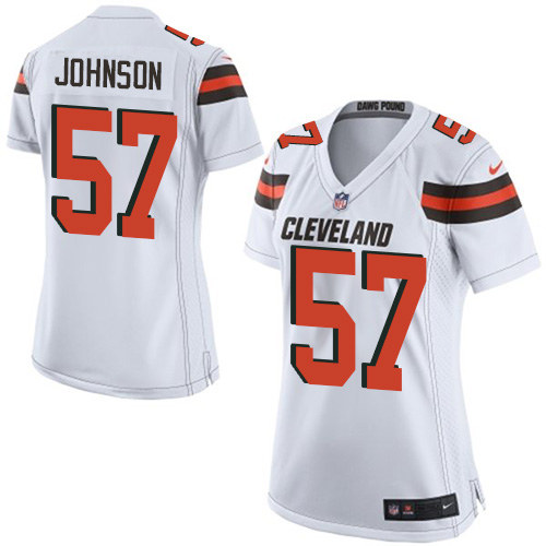 Women's Elite Cam Johnson Nike Jersey White Road - #57 NFL Cleveland Browns
