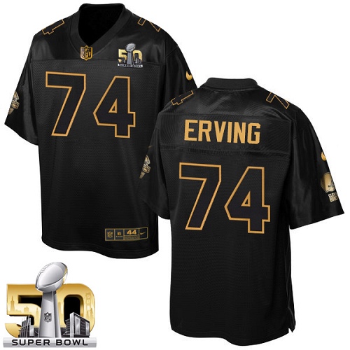 Men's Elite Cameron Erving Nike Jersey Black - #74 Pro Line Gold Collection NFL Cleveland Browns