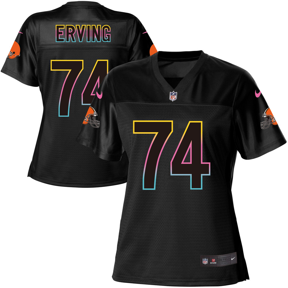 Women's Game Cameron Erving Nike Jersey Black - #74 Fashion NFL Cleveland Browns