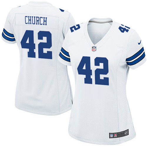 Women's Limited Barry Church Nike Jersey White Road - #42 NFL Dallas Cowboys