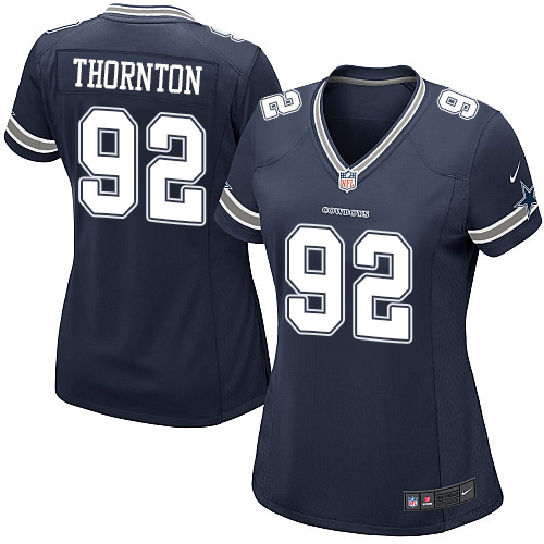 Women's Game Cedric Thornton Nike Jersey Navy Blue Home - #92 NFL Dallas Cowboys
