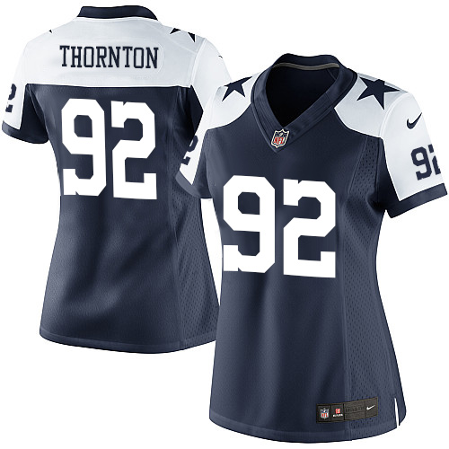 Women's Limited Cedric Thornton Nike Jersey Navy Blue Alternate - #92 Throwback NFL Dallas Cowboys