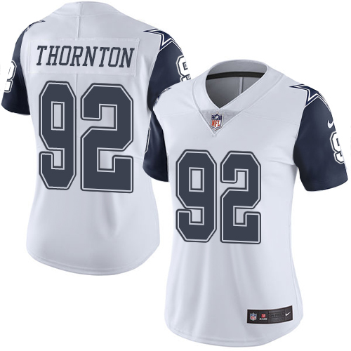 Women's Limited Cedric Thornton Nike Jersey White - #92 Rush NFL Dallas Cowboys