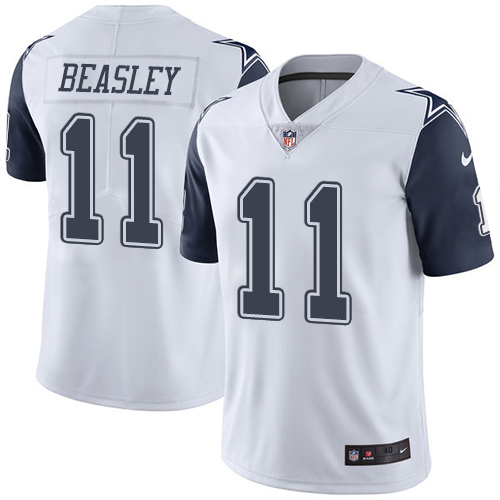 Men's Elite Cole Beasley Nike Jersey White - #11 Rush NFL Dallas Cowboys