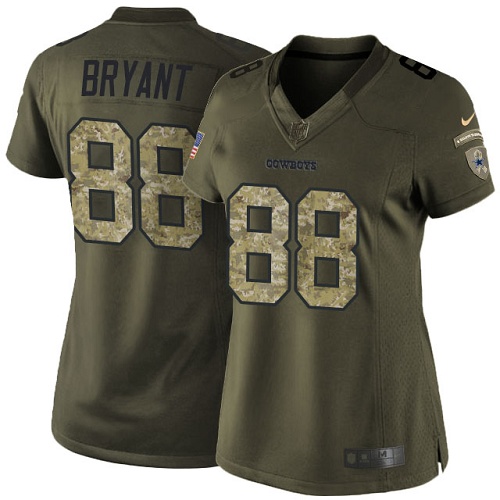 Women's Limited Dez Bryant Nike Jersey Green - #88 Salute to Service NFL Dallas Cowboys