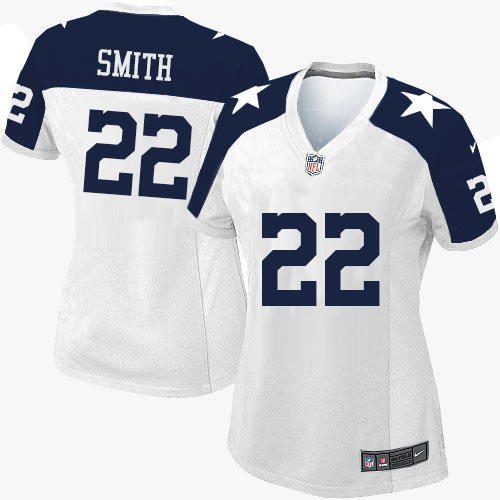 Women's Game Emmitt Smith Nike Jersey White Alternate - #22 Throwback NFL Dallas Cowboys