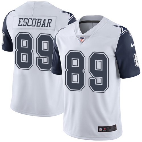 Men's Elite Gavin Escobar Nike Jersey White - #89 Rush NFL Dallas Cowboys