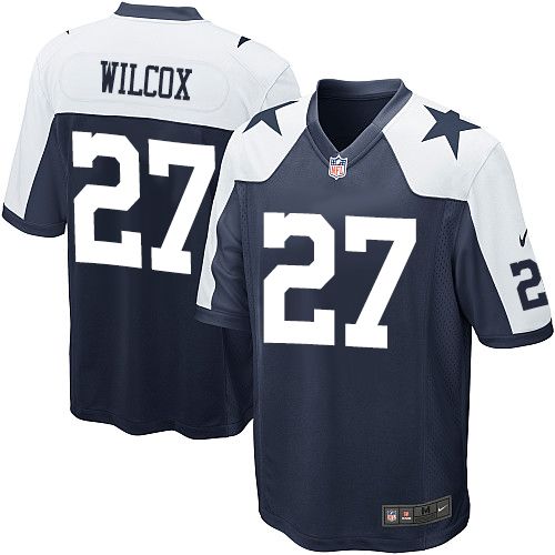 Men's Game J.J. Wilcox Nike Jersey Navy Blue Alternate - #27 Throwback NFL Dallas Cowboys