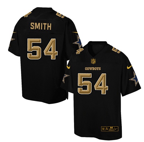 Men's Elite Jaylon Smith Nike Jersey Black - #54 Pro Line Gold Collection NFL Dallas Cowboys