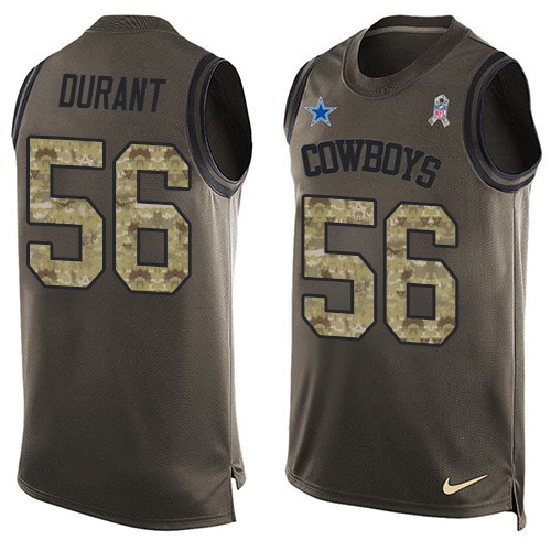 Men's Limited Justin Durant Nike Jersey Green - #56 Salute to Service Tank Top NFL Dallas Cowboys