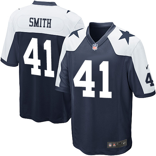 Men's Game Keith Smith Nike Jersey Navy Blue Alternate - #41 Throwback NFL Dallas Cowboys