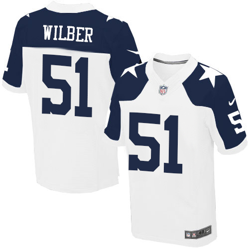 Men's Elite Kyle Wilber Nike Jersey White Alternate - #51 Throwback NFL Dallas Cowboys