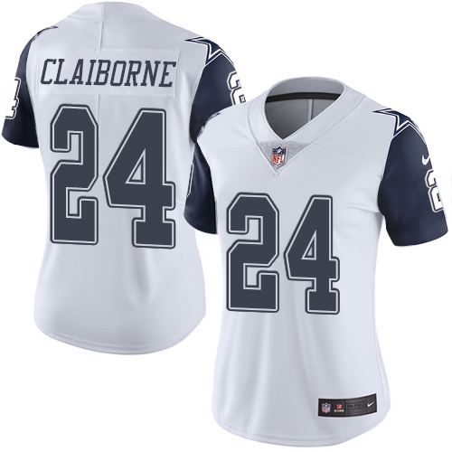 Women's Elite Morris Claiborne Nike Jersey White - #24 Rush NFL Dallas Cowboys