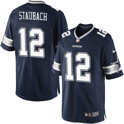 Men's Limited Roger Staubach Nike Jersey Navy Blue Home - #12 NFL Dallas Cowboys