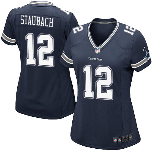 Women's Game Roger Staubach Nike Jersey Navy Blue Home - #12 NFL Dallas Cowboys