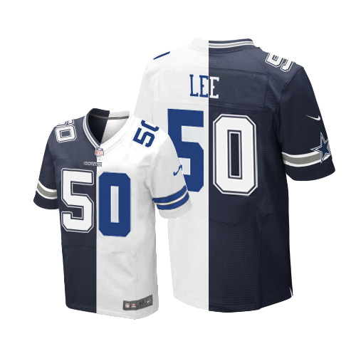 Men's Limited Sean Lee Nike Jersey Navy Blue/White - #50 Split Fashion NFL Dallas Cowboys