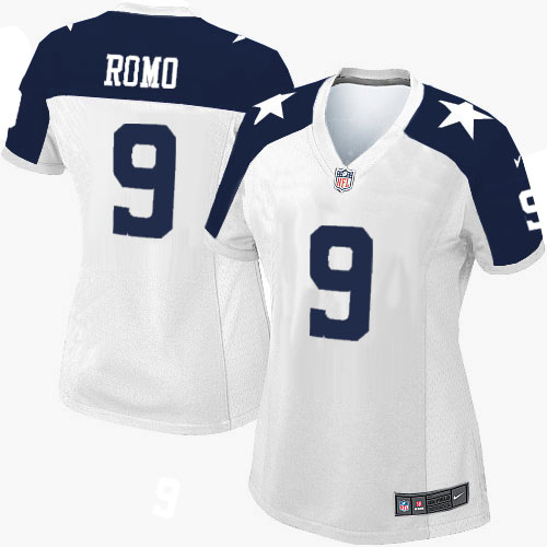 Women's Game Tony Romo Nike Jersey White Alternate - #9 Throwback NFL Dallas Cowboys