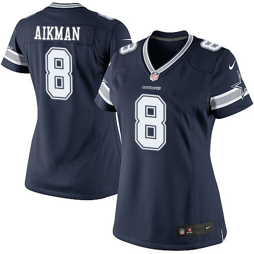 Women's Elite Troy Aikman Nike Jersey Navy Blue Home - #8 NFL Dallas Cowboys