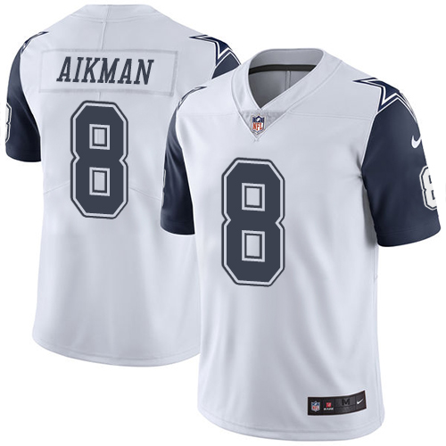 Youth Limited Troy Aikman Nike Jersey White - #8 Rush NFL Dallas Cowboys