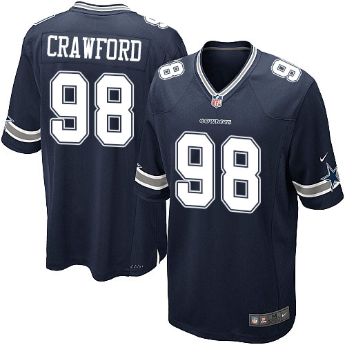 Men's Game Tyrone Crawford Nike Jersey Navy Blue Home - #98 NFL Dallas Cowboys