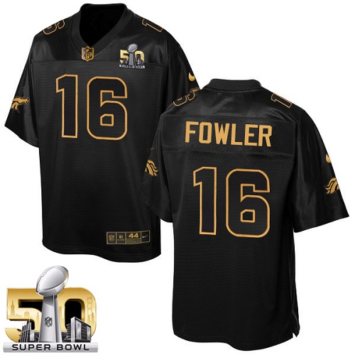 Men's Elite Bennie Fowler Super Bowl 50 Bound Nike Jersey Black - #16 Pro Line Gold Collection NFL Denver Broncos