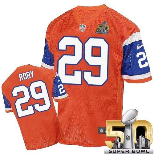 Men's Elite Bradley Roby Super Bowl L Nike Jersey Orange - #29 Throwback NFL Denver Broncos