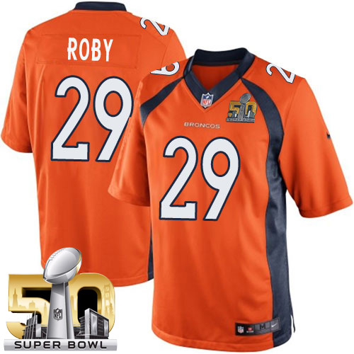 Youth Elite Bradley Roby Super Bowl L Nike Jersey Orange Home - #29 NFL Denver Broncos