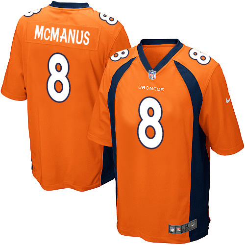 Men's Game Brandon McManus Nike Jersey Orange Home - #8 NFL Denver Broncos