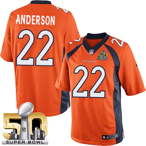 Youth Limited C.J. Anderson Super Bowl L Nike Jersey Orange Home - #22 NFL Denver Broncos